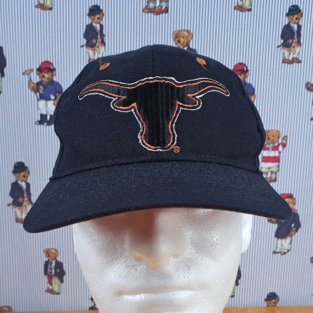 Vintage 90s Texas Longhorns embroidered logo black & orange SZ 7 fitted hat